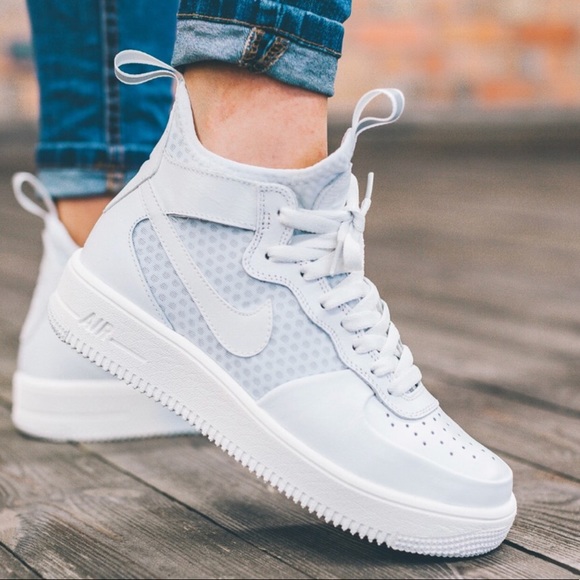 NIKE AIR FORCE 1 ULTRAFORCE MID TRIPLE WHITE SHOES NIKE AIR FORCE 1 ULTRAFORCE MID TRIPLE WHITE SHOES
